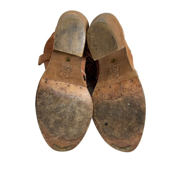 Vintage Western Hobo Camel Fringe Suede Boots Chestnut Women Size 9 ITALY - Picture 5 of 10